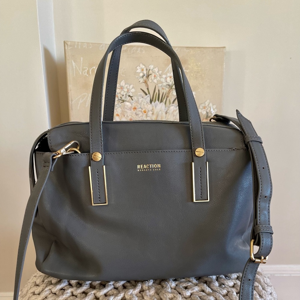 Grey leather bag
